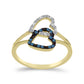 Inel din Argint 925 Placat cu Aur ( 2.52 grame ) cu Diamant Albastru și Diamant Alb 0.2 Carate