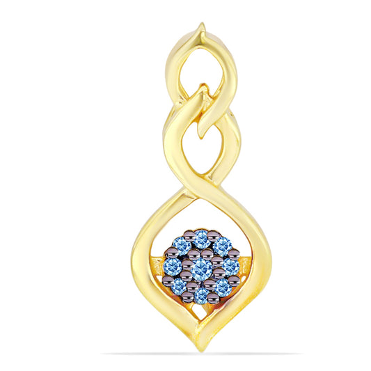 Pandantiv din Argint 925 Placat cu Aur ( 1.23 grame ) cu Diamant Albastru 0.06 Carate