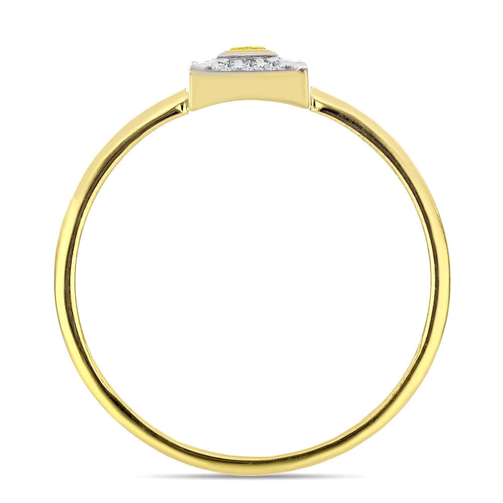 Inel din Argint 925 Placat cu Aur ( 2.08 grame ) cu Diamant Galben și Zircon Alb Natural 0.22 Carate