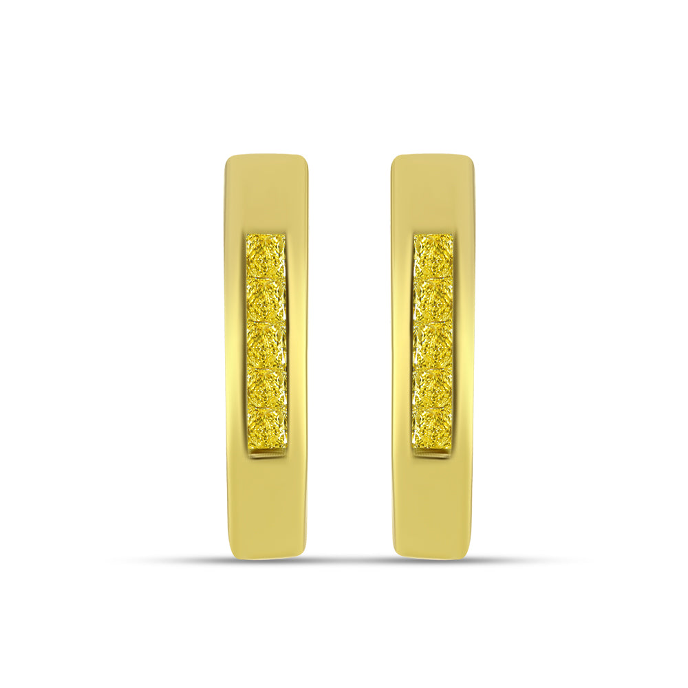 Cercei din Argint 925 Placat cu Aur ( 2.35 grame ) cu Diamant Galben 0.35 Carate 1 