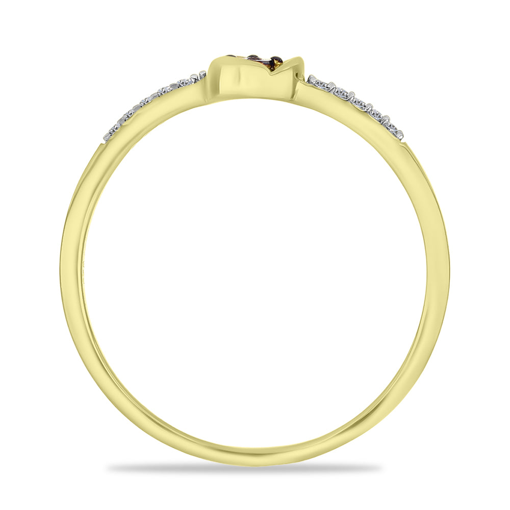 Inel din Argint 925 Placat cu Aur ( 1.46 grame ) cu Diamant Roșu și Zircon Alb 0.12 Carate