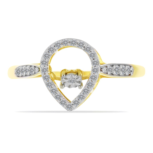 Inel din Argint 925 Placat cu Aur ( 2.59 grame ) cu Diamant Alb și Zircon Alb 0.5 Carate