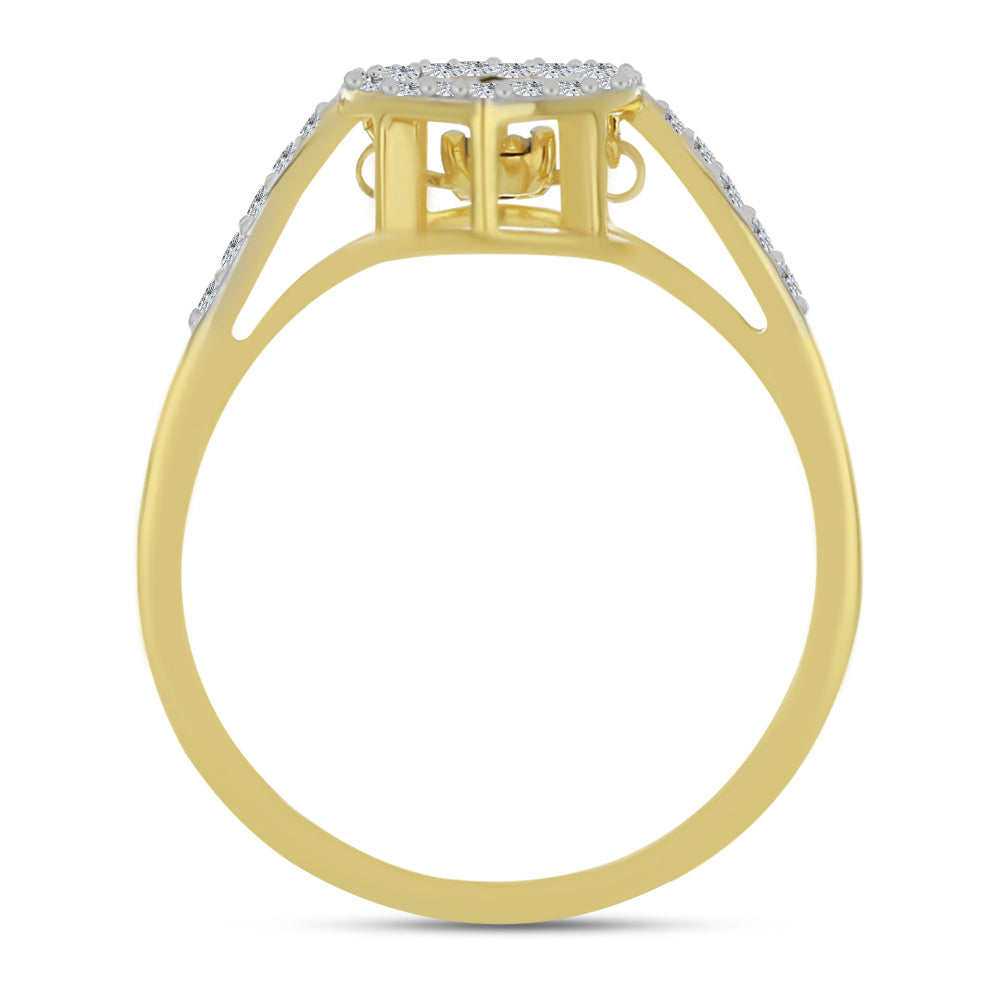 Inel din Argint 925 Placat cu Aur ( 2.59 grame ) cu Diamant Alb și Zircon Alb 0.5 Carate 2 