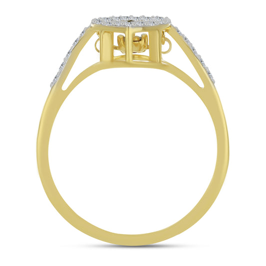 Inel din Argint 925 Placat cu Aur ( 2.59 grame ) cu Diamant Alb și Zircon Alb 0.5 Carate