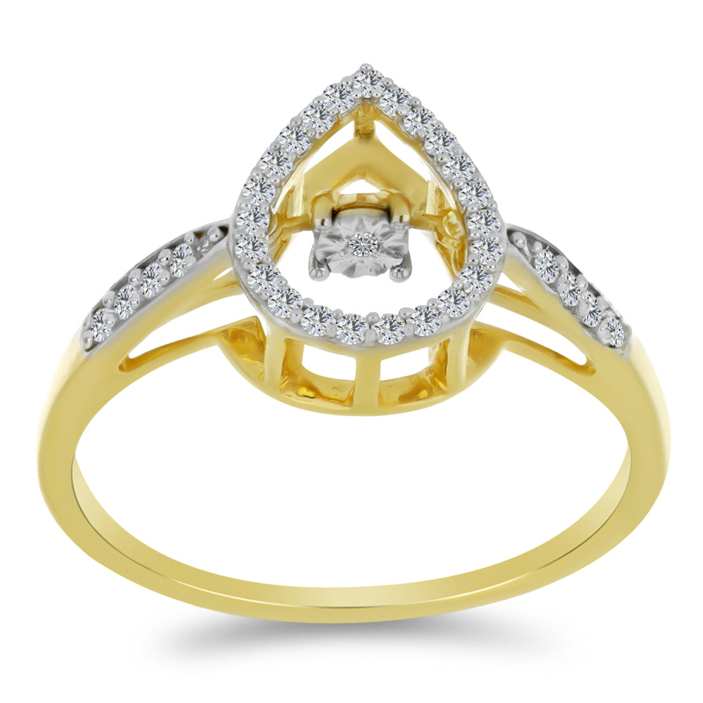 Inel din Argint 925 Placat cu Aur ( 2.59 grame ) cu Diamant Alb și Zircon Alb 0.5 Carate 3 