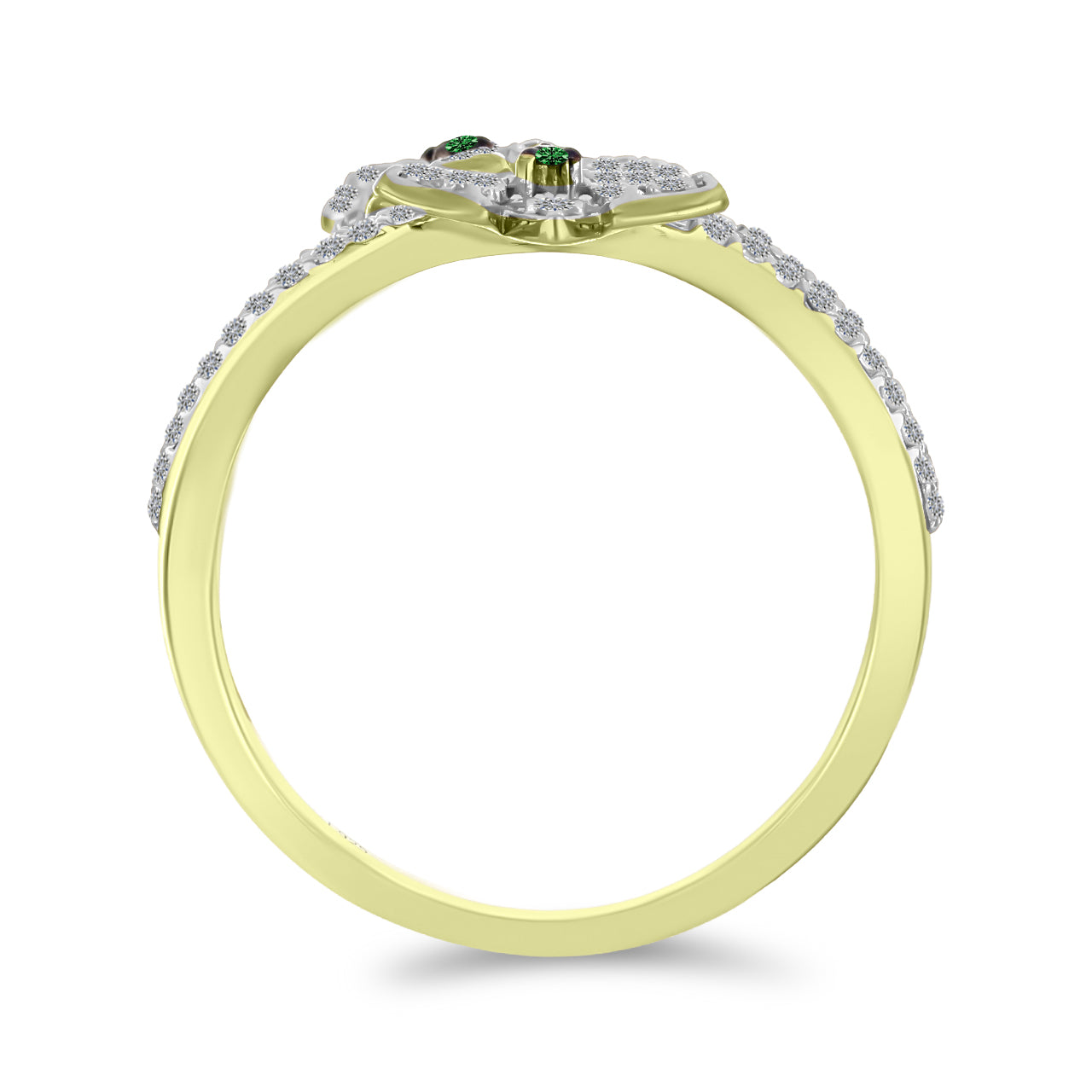 Inel din Argint 925 Placat cu Aur ( 3.37 grame ) cu Diamant Verde și Zircon Alb 1.19 Carate 2 