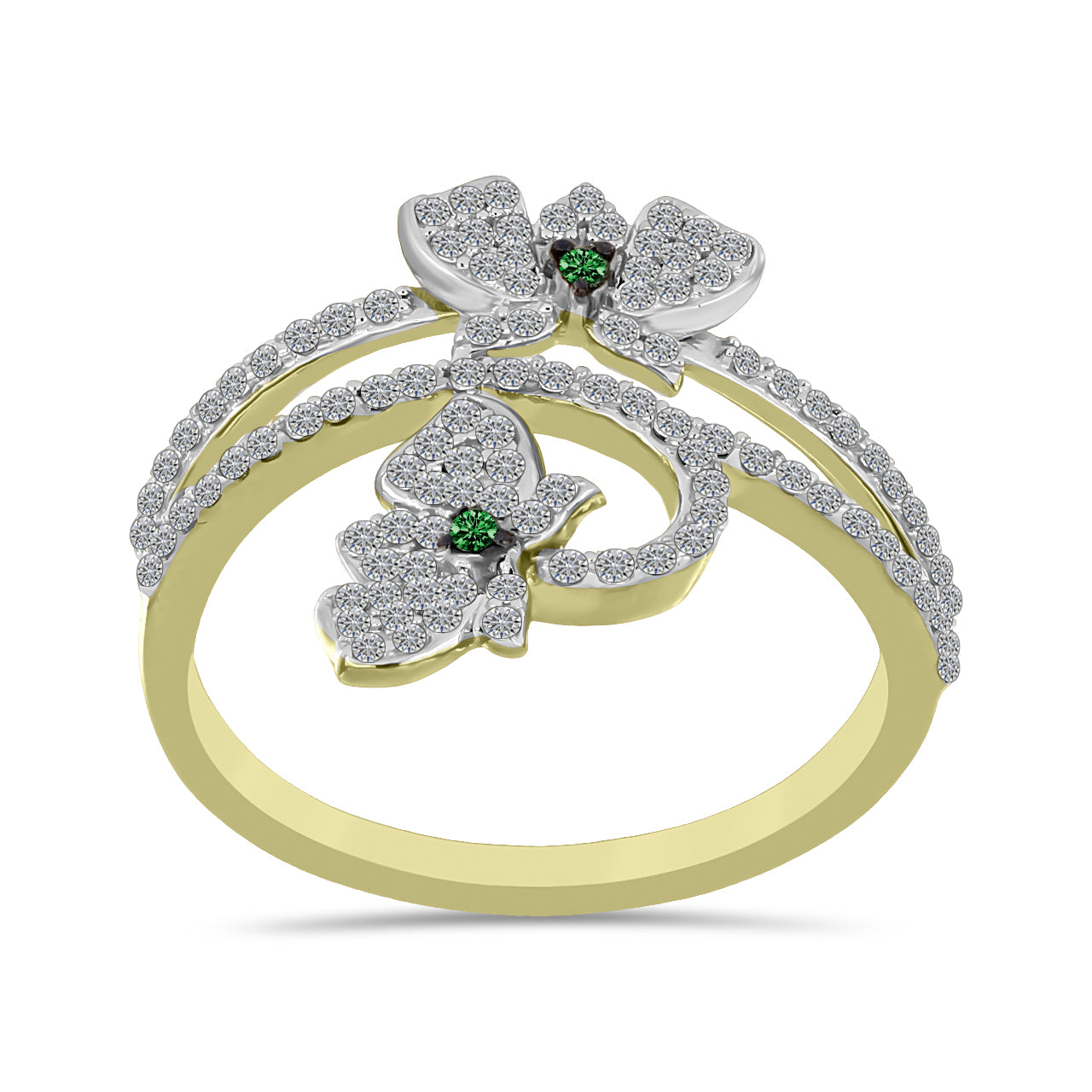 Inel din Argint 925 Placat cu Aur ( 3.37 grame ) cu Diamant Verde și Zircon Alb 1.19 Carate 3 