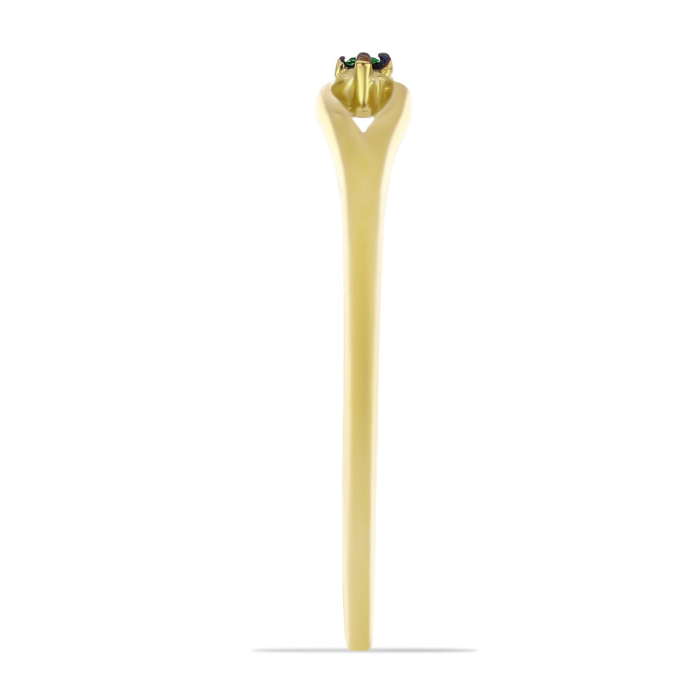 Inel din Argint 925 Placat cu Aur ( 1.43 grame ) cu Diamant Verde 0.02 Carate 4 
