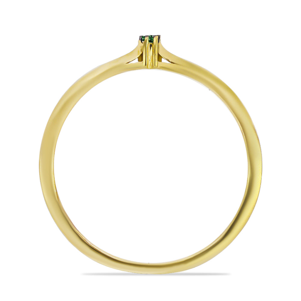Inel din Argint 925 Placat cu Aur ( 1.28 grame ) cu Diamant Verde 0.02 Carate 2 