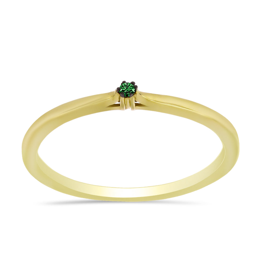 Inel din Argint 925 Placat cu Aur ( 1.28 grame ) cu Diamant Verde 0.02 Carate