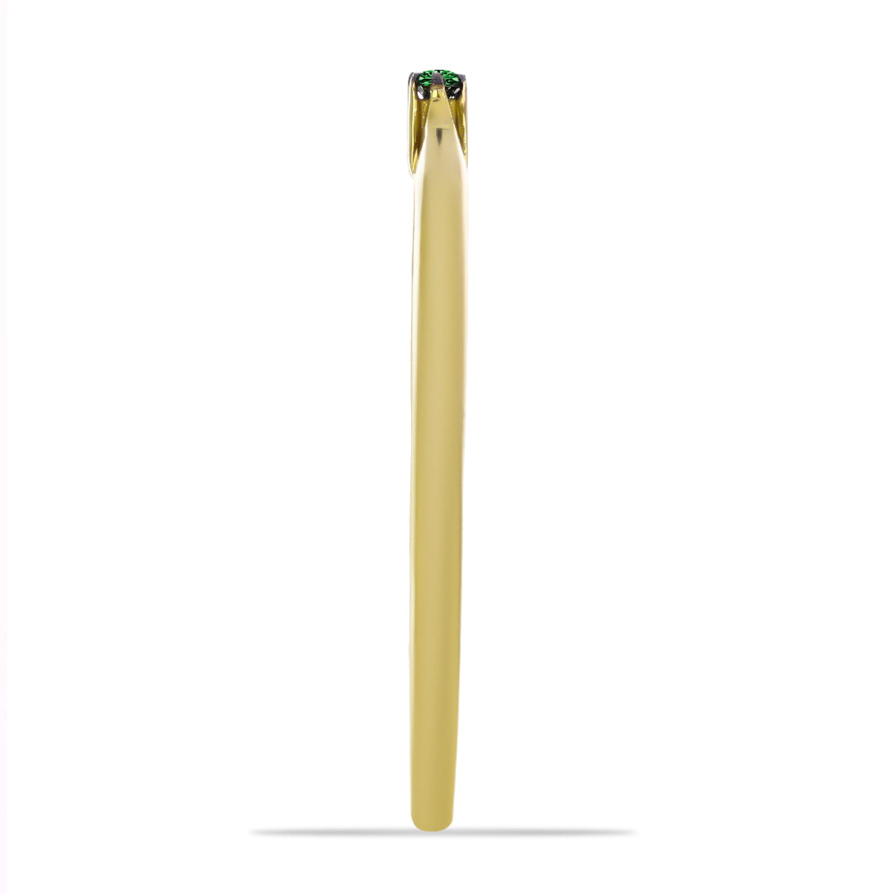 Inel din Argint 925 Placat cu Aur ( 1.28 grame ) cu Diamant Verde 0.02 Carate 4 