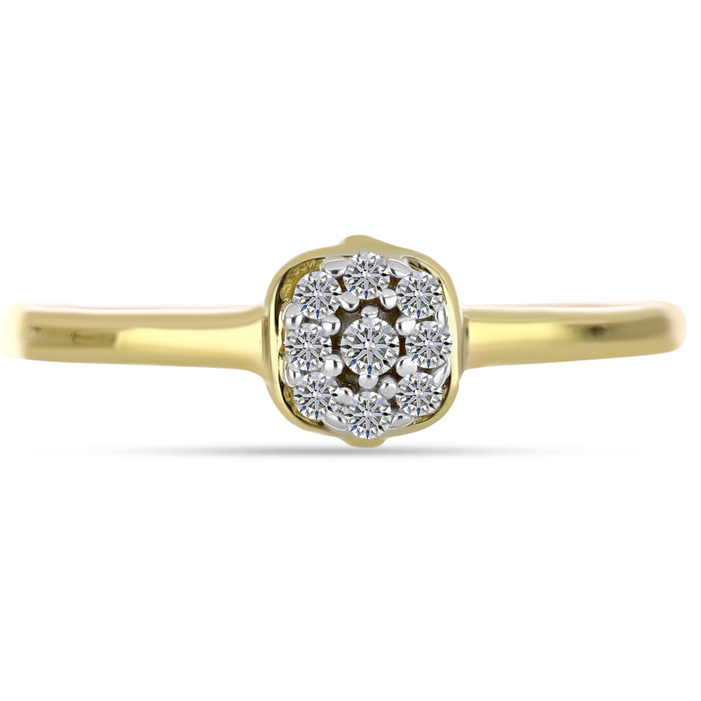 Inel din Argint 925 Placat cu Aur ( 1.5 grame ) cu Diamant Alb 0.09 Carate