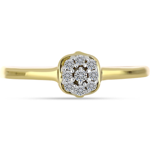 Inel din Argint 925 Placat cu Aur ( 1.5 grame ) cu Diamant Alb 0.09 Carate