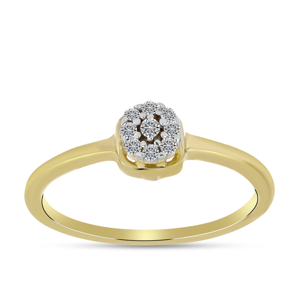 Inel din Argint 925 Placat cu Aur ( 1.5 grame ) cu Diamant Alb 0.09 Carate 3 