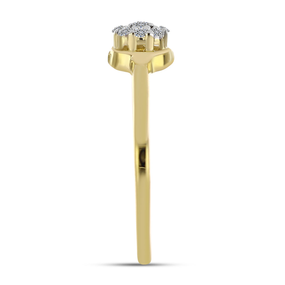 Inel din Argint 925 Placat cu Aur ( 1.5 grame ) cu Diamant Alb 0.09 Carate 4 
