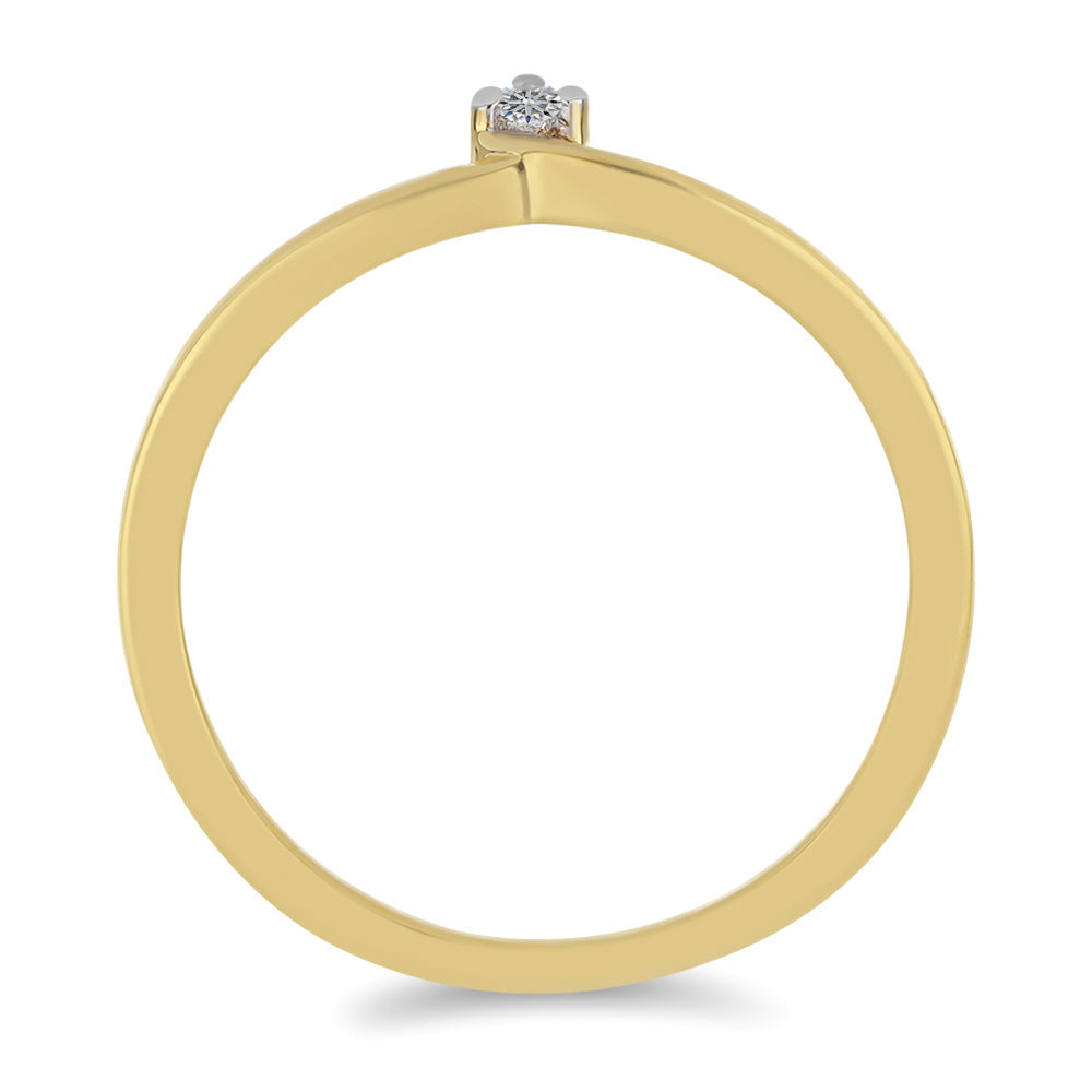 Inel din Argint 925 Placat cu Aur ( 1.18 grame ) cu Diamant Alb 0.03 Carate 2 