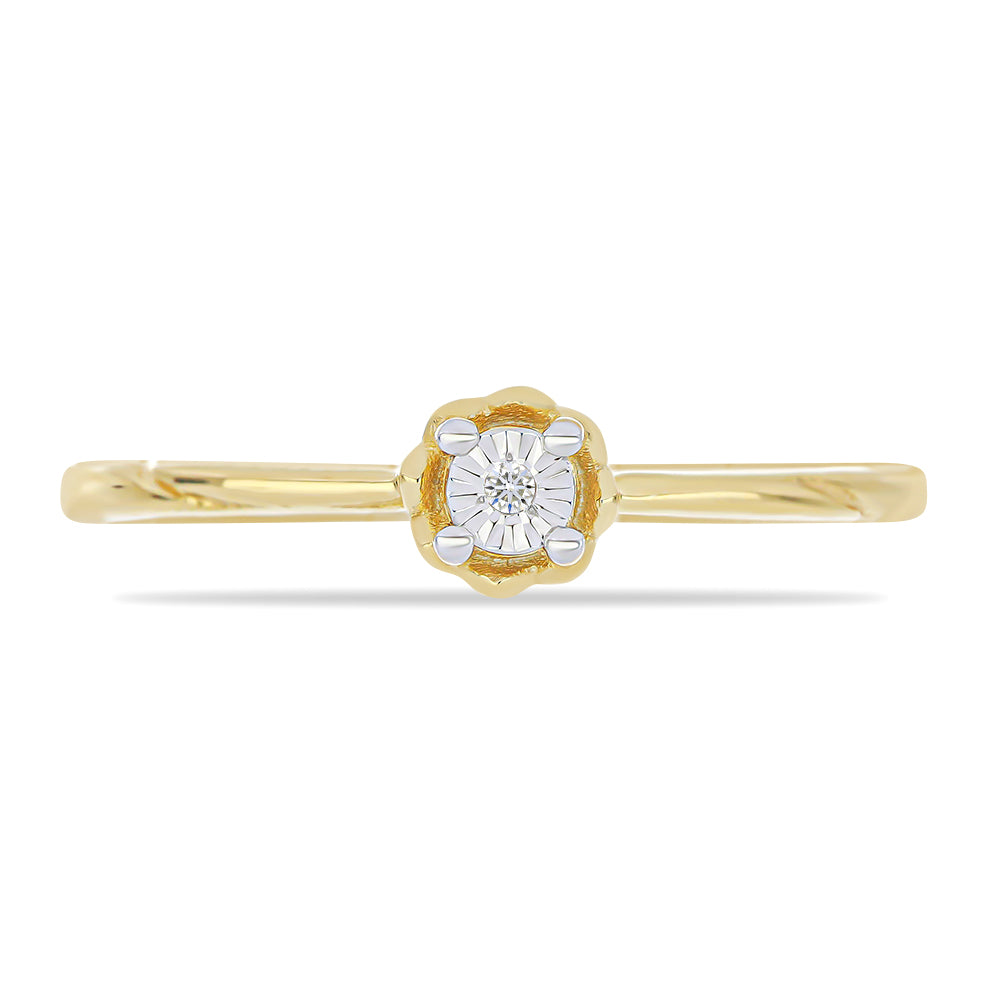 Inel din Argint 925 Placat cu Aur ( 1.32 grame ) cu Diamant Alb 0.01 Carate 1 