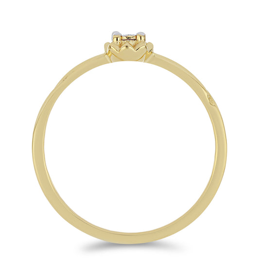 Inel din Argint 925 Placat cu Aur ( 1.32 grame ) cu Diamant Alb 0.01 Carate