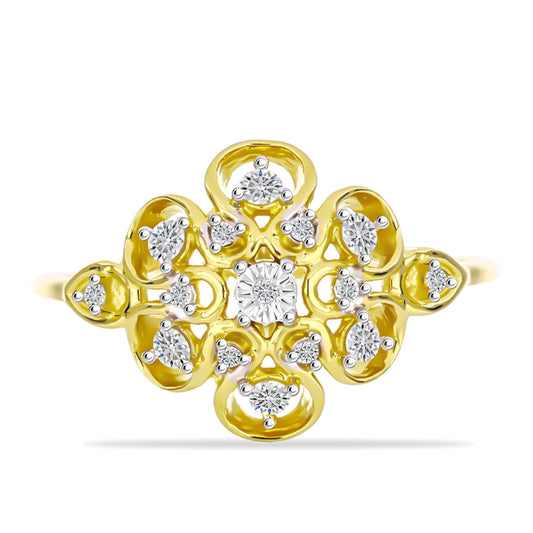 Inel din Argint 925 Placat cu Aur ( 2.94 grame ) cu Diamant Alb și Zircon Alb 0.47 Carate