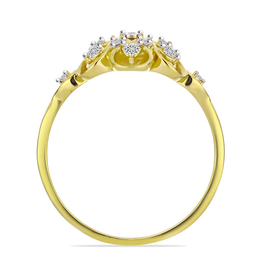 Inel din Argint 925 Placat cu Aur ( 2.94 grame ) cu Diamant Alb și Zircon Alb 0.47 Carate