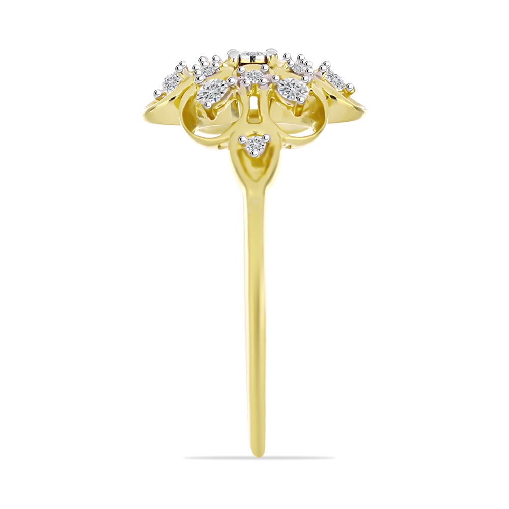 Inel din Argint 925 Placat cu Aur ( 2.94 grame ) cu Diamant Alb și Zircon Alb 0.47 Carate 4 