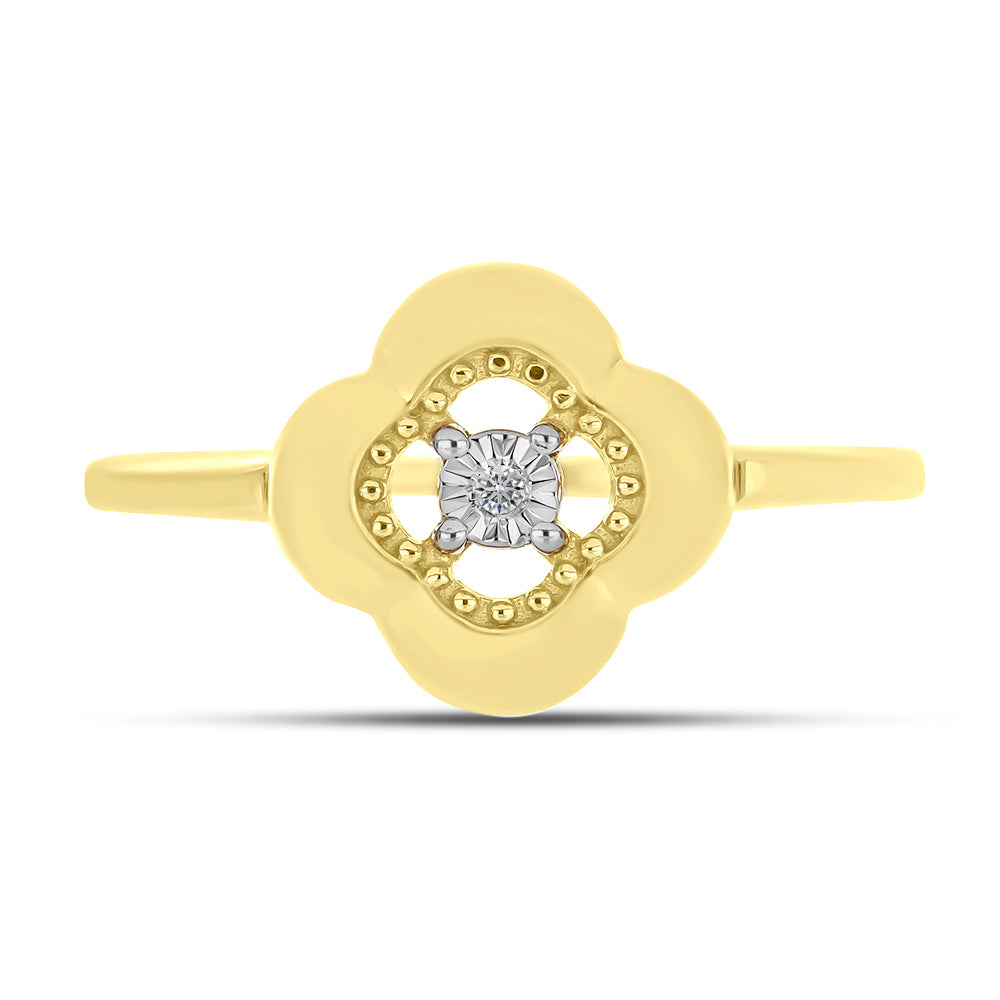 Inel din Argint 925 Placat cu Aur ( 2.5 grame ) cu Diamant Alb 0.01 Carate
