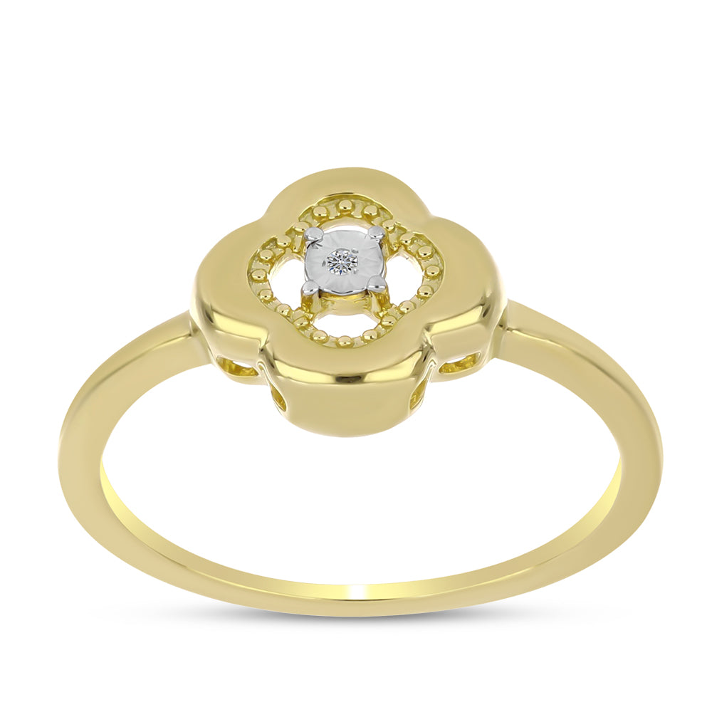 Inel din Argint 925 Placat cu Aur ( 2.5 grame ) cu Diamant Alb 0.01 Carate