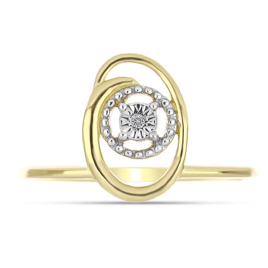 Inel din Argint 925 Placat cu Aur ( 1.94 grame ) cu Diamant Alb 0.01 Carate