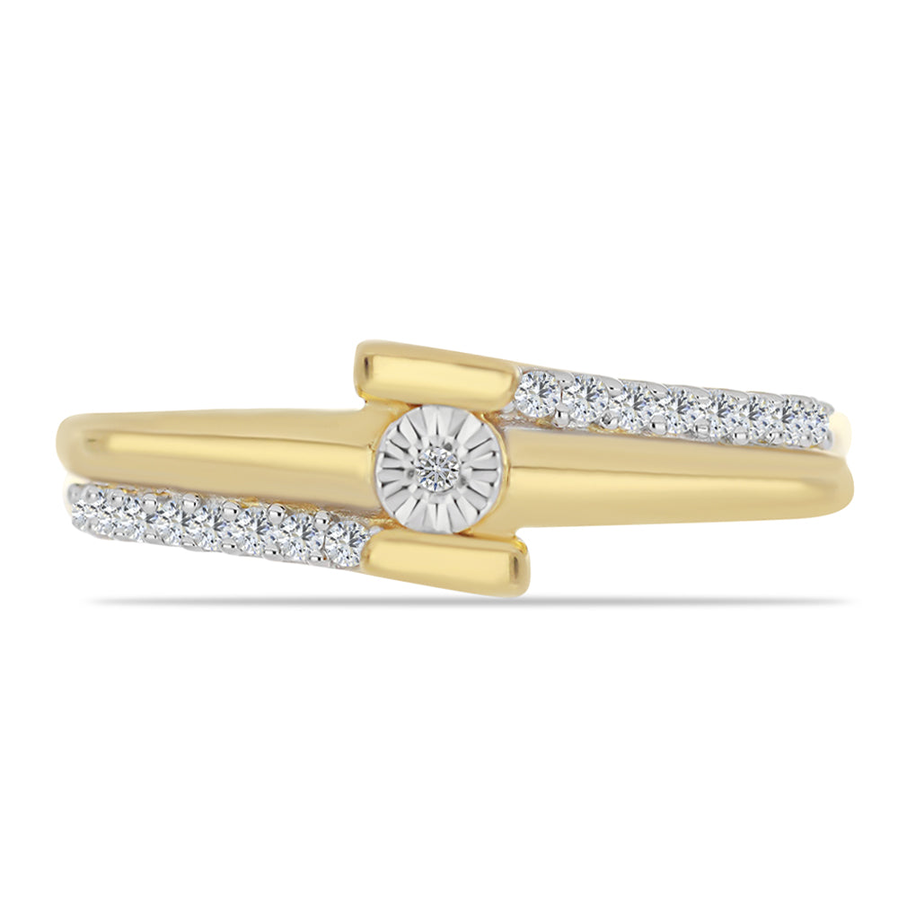 Inel din Argint 925 Placat cu Aur ( 2.81 grame ) cu Diamant Alb și Zircon Alb 0.28 Carate