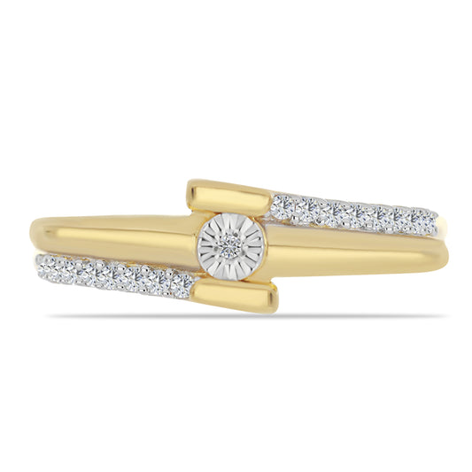 Inel din Argint 925 Placat cu Aur ( 2.81 grame ) cu Diamant Alb și Zircon Alb 0.28 Carate