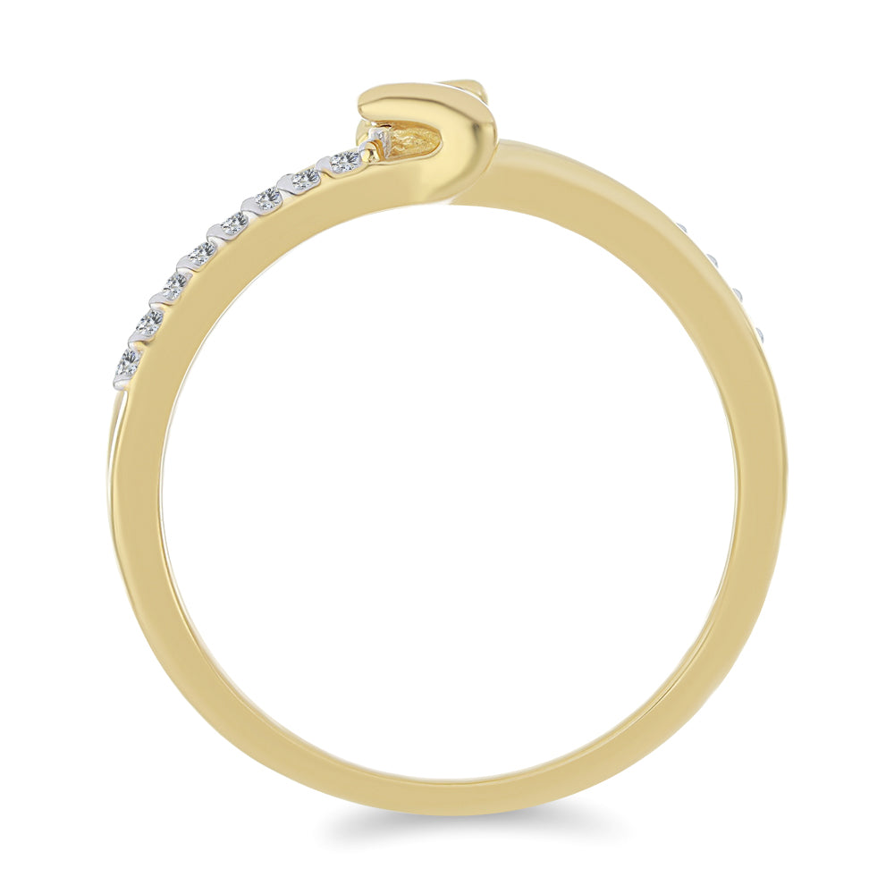 Inel din Argint 925 Placat cu Aur ( 2.81 grame ) cu Diamant Alb și Zircon Alb 0.28 Carate 2 