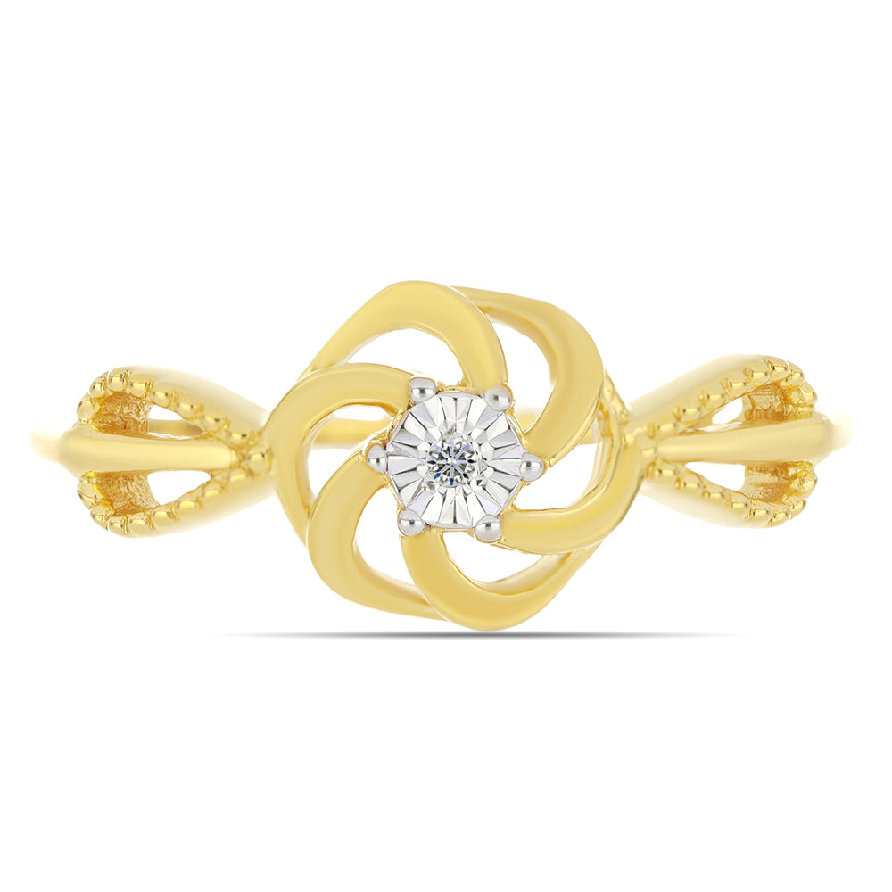 Inel din Argint 925 Placat cu Aur ( 2.25 grame ) cu Diamant Alb 0.01 Carate