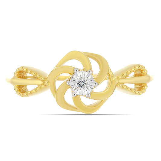 Inel din Argint 925 Placat cu Aur ( 2.25 grame ) cu Diamant Alb 0.01 Carate