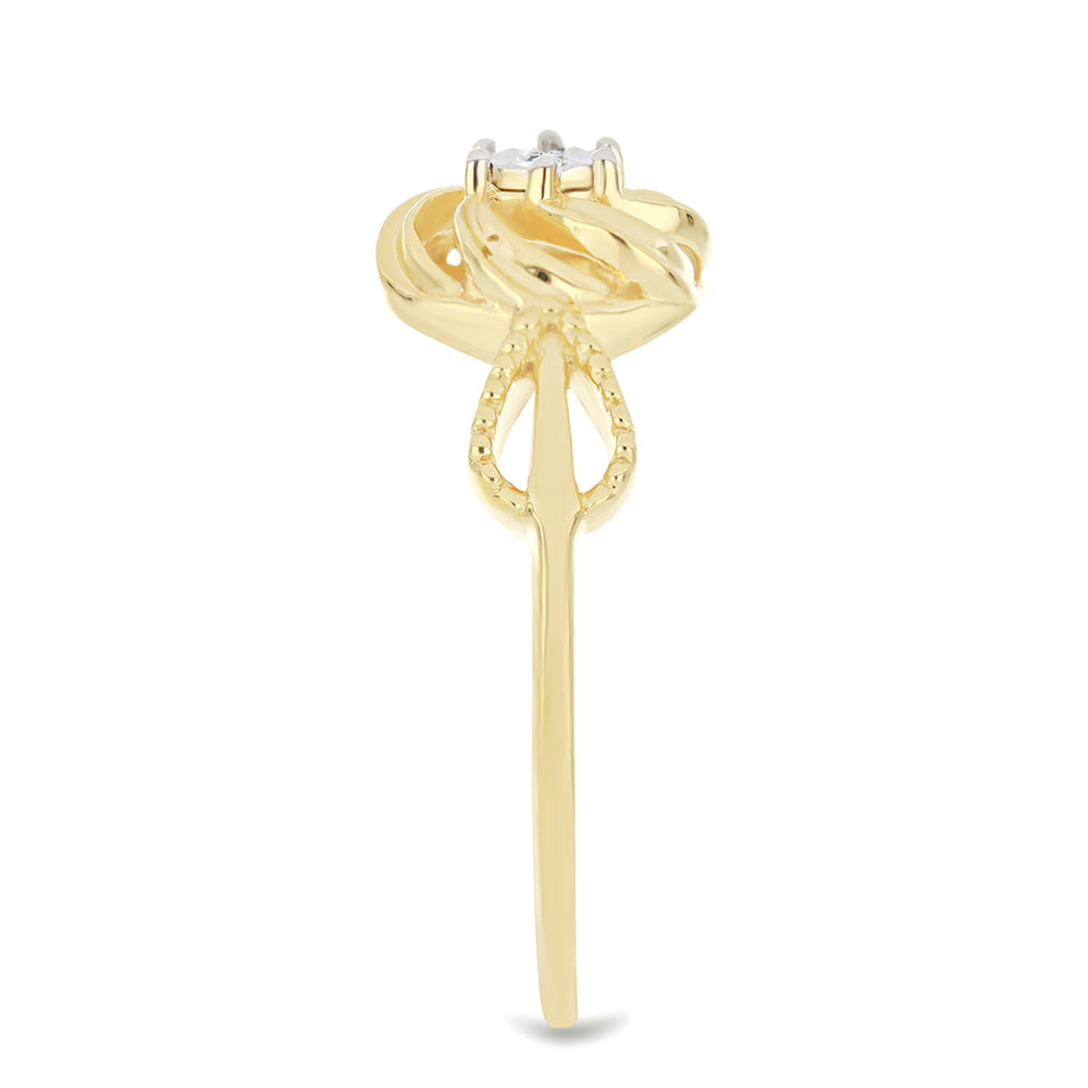 Inel din Argint 925 Placat cu Aur ( 2.25 grame ) cu Diamant Alb 0.01 Carate 4 
