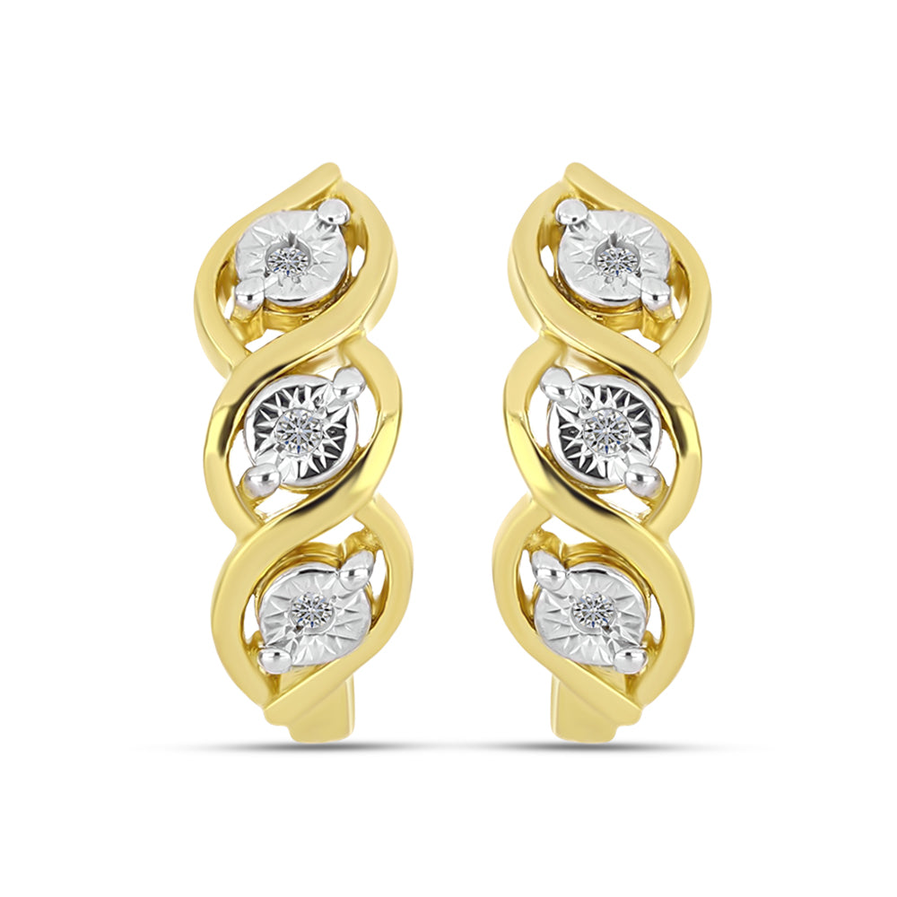 Cercei din Argint 925 Placat cu Aur ( 4.04 grame ) cu Diamant Alb 0.05 Carate