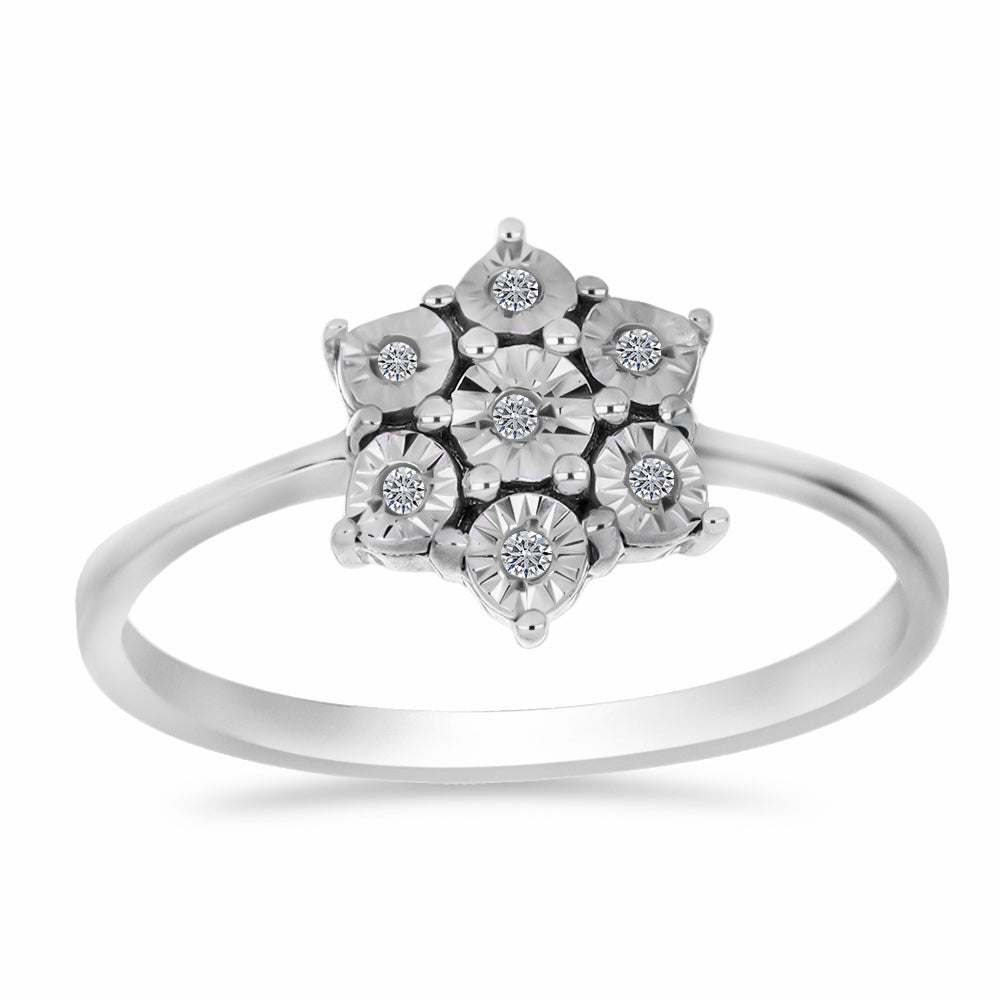 Inel din Argint 925 ( 2.49 grame ) cu Diamant Alb 0.05 Carate 3 