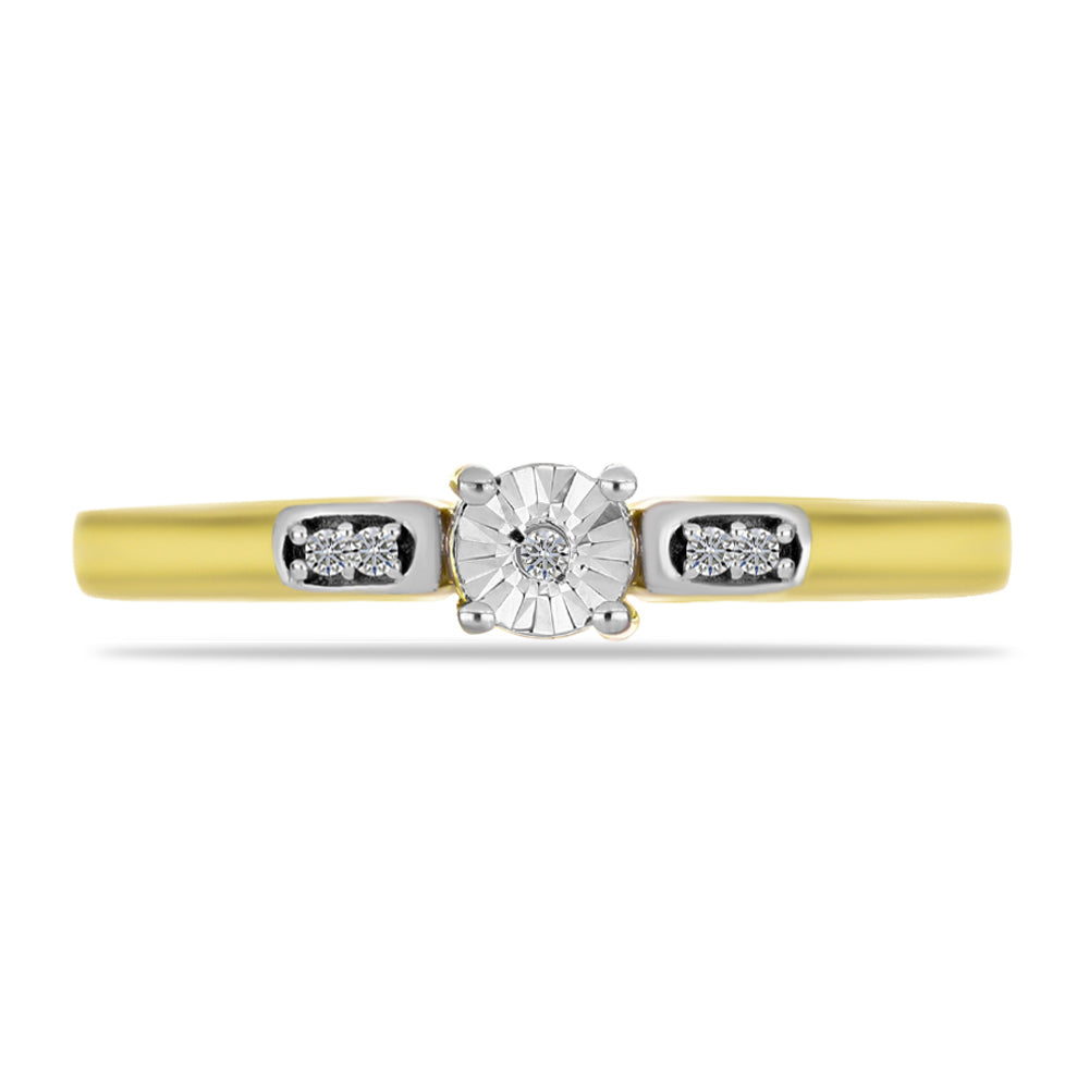Inel din Argint 925 Placat cu Aur ( 1.72 grame ) cu Diamant Alb 0.03 Carate 1 