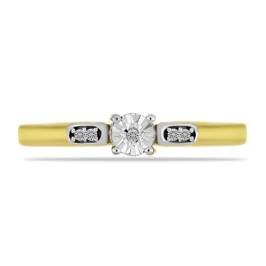 Inel din Argint 925 Placat cu Aur ( 1.72 grame ) cu Diamant Alb 0.03 Carate
