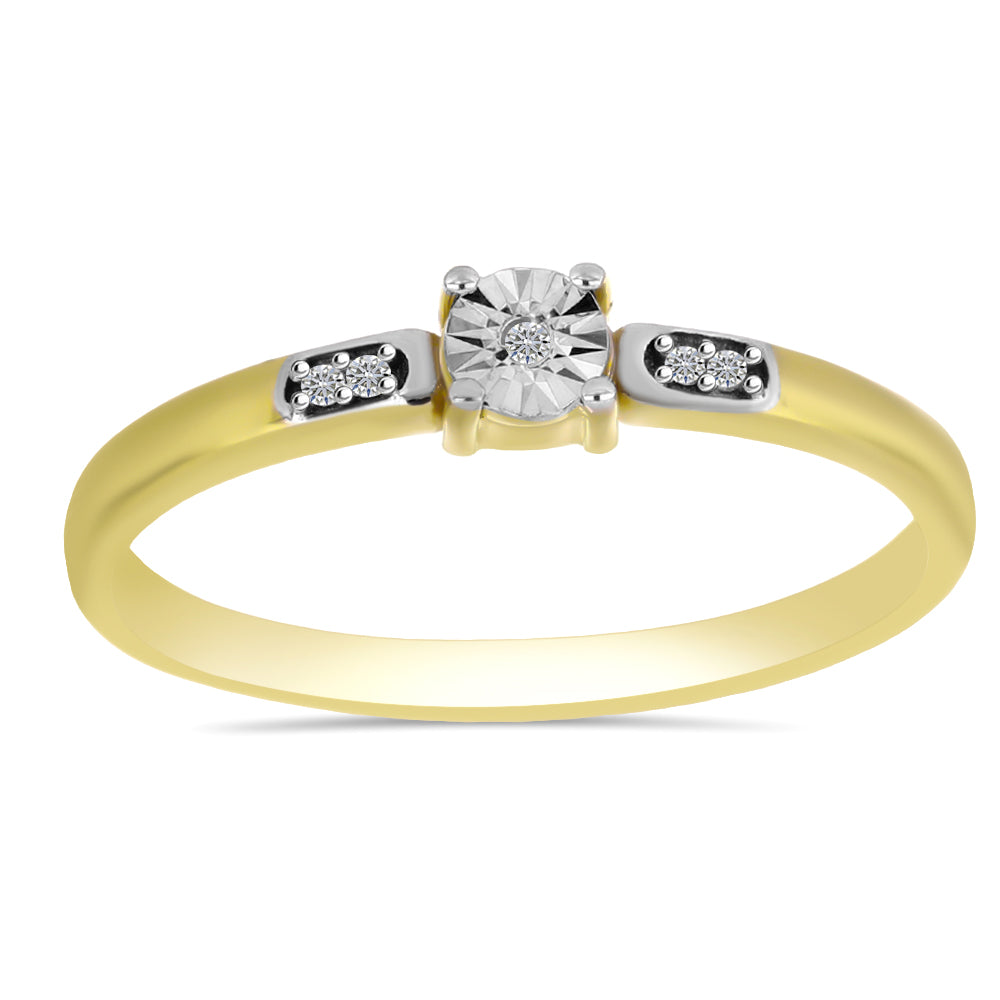 Inel din Argint 925 Placat cu Aur ( 1.72 grame ) cu Diamant Alb 0.03 Carate 3 