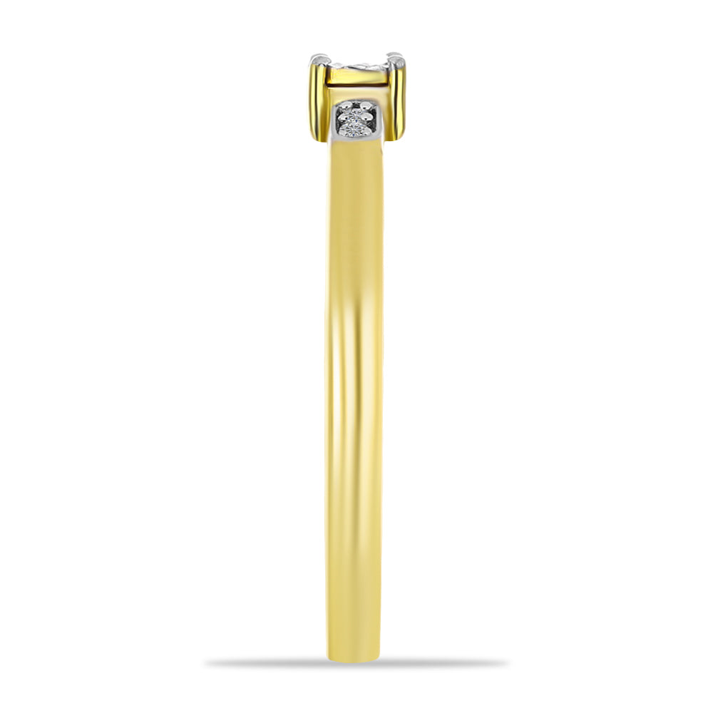 Inel din Argint 925 Placat cu Aur ( 1.72 grame ) cu Diamant Alb 0.03 Carate