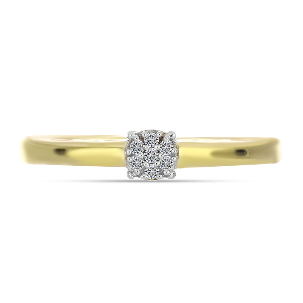 Inel din Argint 925 Placat cu Aur ( 2.26 grame ) cu Diamant Alb 0.06 Carate 1 