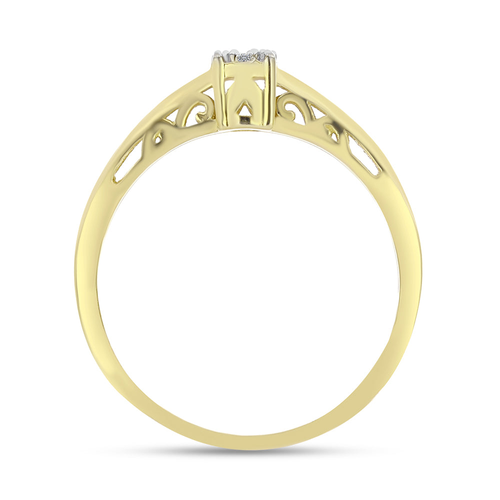 Inel din Argint 925 Placat cu Aur ( 2.26 grame ) cu Diamant Alb 0.06 Carate