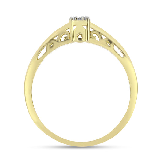 Inel din Argint 925 Placat cu Aur ( 2.26 grame ) cu Diamant Alb 0.06 Carate