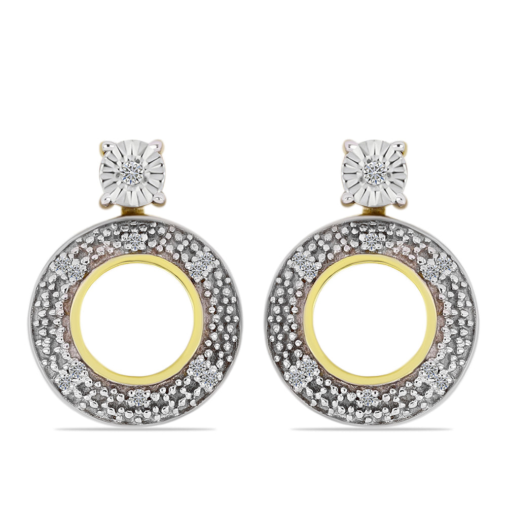 Cercei din Argint 925 Placat cu Aur ( 3.01 grame ) cu Diamant Alb 0.11 Carate