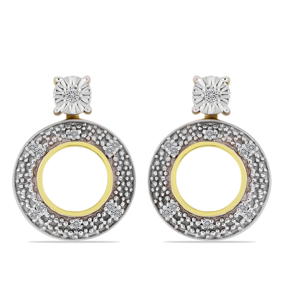 Cercei din Argint 925 Placat cu Aur ( 3.01 grame ) cu Diamant Alb 0.11 Carate