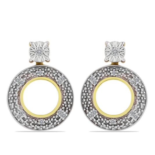 Cercei din Argint 925 Placat cu Aur ( 3.01 grame ) cu Diamant Alb 0.11 Carate