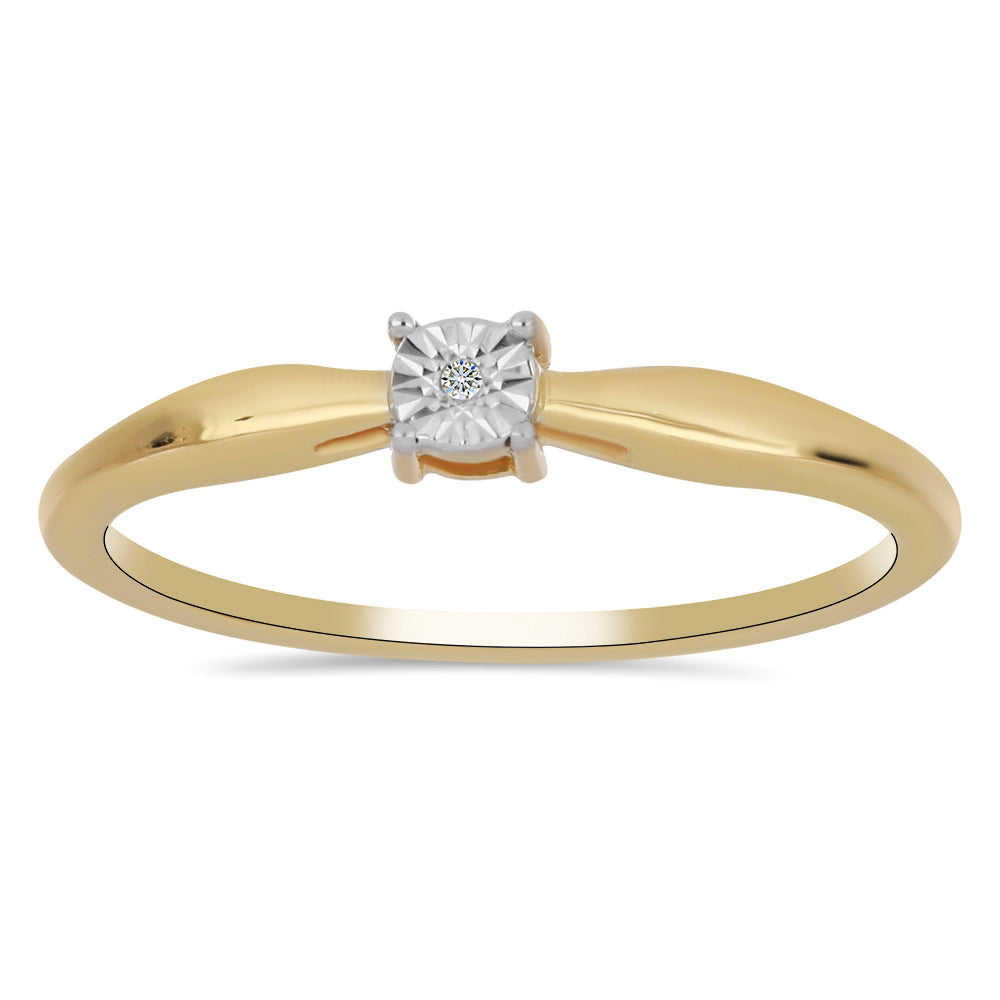 Inel din Argint 925 Placat cu Aur ( 2.34 grame ) cu Diamant Alb 0.01 Carate 3 