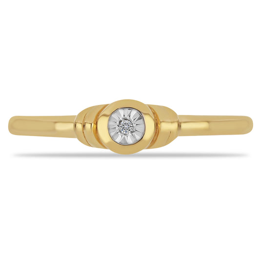 Inel din Argint 925 Placat cu Aur ( 1.9 grame ) cu Diamant Alb 0.01 Carate
