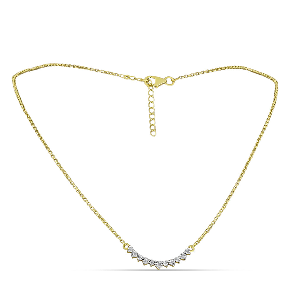Colier din Argint 925 Placat cu Aur ( 5.26 grame ) cu Diamant Alb 0.08 Carate 1 