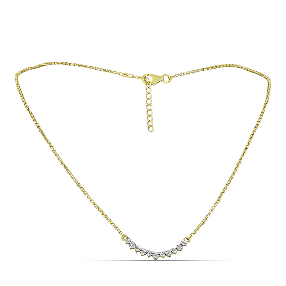 Colier din Argint 925 Placat cu Aur ( 5.26 grame ) cu Diamant Alb 0.08 Carate 2 